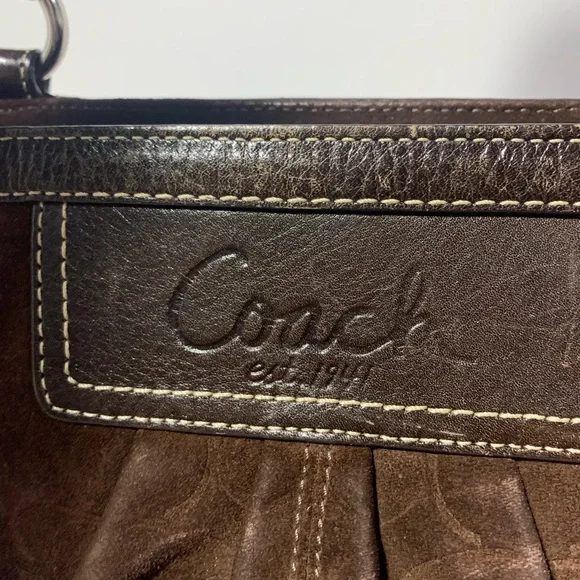 COACH Chocolate Signature Shoulder Bag Suede Logo Y2K F14000 - Picture 11 of 13